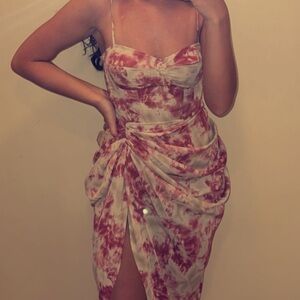 Elegant Pink Tie-Dye Women's Dress